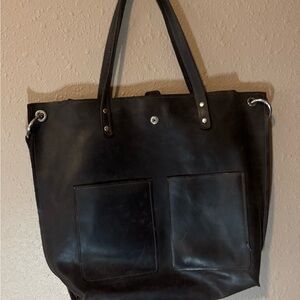 Dark Brown Leather Tote Bag